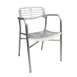 AAA Furniture Wholesale 319BH Outdoor Arm Chair, Slotted Aluminum Back & Seat, Brushed Aluminum Frame 1 image