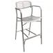 AAA Furniture Wholesale 319BS-BH Brushed Aluminum Outdoor Bar Stool with Arms, Slotted Metal Back & Seat 1 image