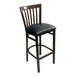 AAA Furniture Wholesale 327BS BVS Bar Stool – 5‑Slat Metal Back, Upholstered Seat, Black Vinyl, Brown Frame 1 image