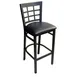 AAA Furniture Wholesale 328BS BVS Bar Stool – Metal Grid Back, Black Vinyl Seat, Matte Black Frame, Armless 1 image