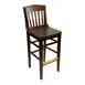 AAA Furniture Wholesale 415BS WS Bar Stool – 5‑Slat Wood Back, Saddle Seat, Gold Foot Cover, Quick Ship 1 image