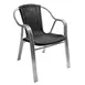 AAA Furniture Wholesale AL-C/BLACK Outdoor Arm Chair, Black, Aluminum Frame, Plastic Rattan Back & Seat 1 image