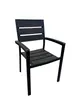 AAA Furniture Wholesale FB-09ARM Outdoor Arm Chair, Walnut Synthetic Teak Back & Seat, Black Aluminum Frame 1 image