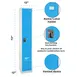 Alpine Industries ADI629-201-BLU Blue Large Storage Locker w/ 1 Door, 2 Shelves and 2 Hooks - 72" H x 15"W 1 image