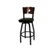 American Tables & Seating 77A-BSS Swivel Bar Stool with Wood Back and Upholstered Seat, Black Powder Coat  1 image