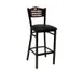 ATS 77B-BS Black Powder Coated Wood Back and Metal Bar Stool with Upholstered Seat, Welded Square Tubing, Footrest 1 image
