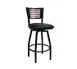 American Tables & Seating 77E-BSS Swivel Bar Stool with Wood Back and Upholstered Seat, Black Powder Coat  1 image