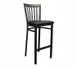 American Tables & Seating 87-BS Bar Stool with Slat Back and Upholstered Seat, Black Powder Coat  1 image