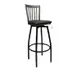 ATS 87-BSS Swivel Bar Stool, Slat Back, Upholstered Seat, Black Powder Coat, Footrest, Welded Metal 1 image