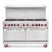 American Range AR-12G-8B 60" Gas Restaurant Range w/ (8) Open Burners, (1) 12" Griddle, (2) Standard Ovens, 346.000 BTU  1 image