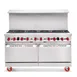 American Range AR-24G-6B-DSB 60" Gas Restaurant Range w/ (6) Open Burners, (1) 24" Griddle, (2) Cabinet Bases, 232.000 BTU  1 image