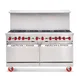 American Range AR-6B-36RG-CL-126R 72" Gas Restaurant Range w/ (6) Open Burners, (1) 36" Raised Griddle/Broiler, (1) Standard Oven, (1) Convection Oven  1 image