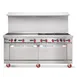American Range AR-8B-24RG 72" Gas Restaurant Range w/  (8) Open Burners, (1) 24" Raised Griddle/Broiler, (2) Standard Ovens, 366.000 BTU 1 image