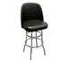 ATS SR-5J BV Swivel Bar Stool, Upholstered Bucket Seat, 18H, Double Ring Base, Chrome Plated Steel, Black Vinyl 1 image