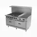 Asber AEMR-2-G36-B4-60-H 60" Gas Restaurant Range w/ (4) Burners, 36" Griddle, (2) Ovens, 252.000 BTU 1 image