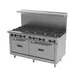 Asber AER-2-B10-60 60" Gas Restaurant Range w/ (10) Open Burners, (1) Standard Oven, (1) Space Saver Oven, 360.000 BTU 1 image