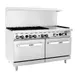 Atosa USA AGR-6B24GR-LP 60" Liquid Propane Gas Restaurant Range w/ (6) Open Burners, (1) 24" Griddle, (2) Standard Ovens, 240.000 BTU 1 image