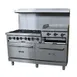 Adcraft BDGR-6024GB/NG 60" Natural Gas Restaurant Range, (6) Open Burners, (1) 24" Griddle, (2) Standard Ovens, 276.000 BTU 1 image
