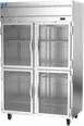 Beverage Air CT2HC-1HG 52" 2-Section Convertible Refrigerator Freezer w/ 4 Half Glass Doors, 45 cu. ft. 1 image