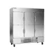 Beverage Air HBF72HC-5-HS 75" 3-Section Reach-In Freezer, 6 Half Solid Doors, Bottom Mount, 68.43 cu. ft., Stainless Steel 1 image