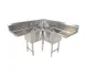BK Resources BKCS-3-24-14-24T 75" 3 Compartment Corner Sink, 24"W x 24"L Bowl - Galvanized 1 image
