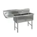 BK Resources BKS-2-24-14-24LS 74" Two Compartment Sink, 24"W x 24"L Bowl w/Left-Hand Drainboard 1 image