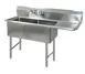 BK Resources BKS6-2-24-14-24RS 76" Two Compartment Sink, 24"W x 24"L Bowl w/Right-Hand Drainboard 1 image