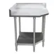 BK Resources CVTCR5-2424 32" Open Base Corner Work Table, Stainless Steel Base / 5" Backsplash 1 image