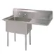 BK Resources ES-1-18-12-18R 38" One Compartment Sink, 18"W x 18"L Bowl With Right-Hand Drainboards 1 image