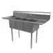 BK Resources ES-3-1220-12-12T 60" Three Compartment Sink, 12"W x 20"L Bowl With 2 Drainboards 1 image