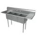 BK Resources ES-3-1416-12-12T 66" Three Compartment Sink, 14"W x 16"L Bowl With 2 Drainboards 1 image