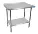 BK Resources SVTR-3624 36" Open Base Work Table with Undershelf, 1-1/2" Backsplash / 18 Gauge Top 1 image