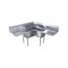 Blue Air 3C18-12L-2D 57" 3 Compartment Corner Sink, 18"W x 18"L Bowl - Stainless Steel 1 image