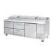 Blue Air BAPP93-D4LM-HC 93" 3-Section Refrigerated Pizza Prep Table w/ 1 Door & 4 Drawers 1 image