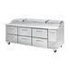 Blue Air BAPP93-D6-HC 93" 3-Section Refrigerated Pizza Prep Table w/ 6 Drawers, 12 (1/3 size) Pans 1 image