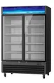 Blue Air BGF49B-HC 49 cu.ft 2‑Section Glass Door Freezer Black 31"‑32" Depth 1/2 HP LED Light Casters 1 image