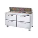 Blue Air BLMT60-D4-HC 60" Two Section Mega Top Sandwich Prep Table w/ 4 Drawers, 24 Pans 2 image