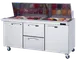 Blue Air BLMT72-D2M-HC 72" Mega Top Sandwich Prep Table w/ 2 Drawers & 2 Doors, 30 Pans 1 image