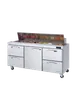 Blue Air BLPT72-D4RL-HC 72" Sandwich and Salad Prep Table w/ 4 Drawers & 1 Door, 18 Pans 1 image