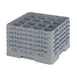 Cambro 16S1058151 Camrack Glass Rack, Soft Gray, Full Size, 19-3/4 x 19-3/4, 16 Compartments, 4-3/8 Max Dia, 11 Max Height 1 image