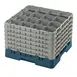 Cambro 16S1214414 Camrack Glass Rack, Teal, Full Size, 19-3/4" x 13-3/4", 16 Compartments, 4-3/8" Max Dia 1 image