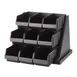 Cambro 9RS9110 Organizer Rack, 9 Black Bins, 20" L x 21" D x 14" H, 10 lb Bin Capacity 1 image