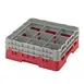 Cambro 9S434163 Camrack Glass Rack, Red, Full Size, 19-3/4 x 19-3/4 x 7-1/4, 9 Compartments, 5-7/8 Max Dia, HACCP Compliant, NSF 1 image