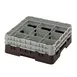 Cambro 9S434167 Camrack Glass Rack, Full Size, Brown, 19-3/4" x 19-3/4" x 7-1/4", 9 Compartments, 5-7/8" Max Dia, HACCP Compliant, NSF 1 image