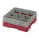 Cambro 9S434416 Camrack Glass Rack, Full Size, Cranberry Red, 19-3/4" x 19-3/4", 9 Compartments, 5-7/8" Max Dia, HACCP Compliant 1 image