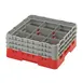 Cambro 9S638163 Camrack Glass Rack, Red, Full Size, 19-3/4 x 19-3/4 x 8-7/8, 9 Compartments, 5-7/8 Max Dia, HACCP Compliant, NSF Certified 1 image