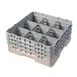Cambro 9S638184 Camrack Glass Rack, Full Size, Beige, 19-3/4 x 19-3/4 x 8-7/8, 9 Compartments, 5-7/8 Max Dia, HACCP Compliant 1 image
