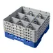 Cambro 9S800168 Camrack Glass Rack, Full Size, Blue, 19-3/4 x 19-3/4 x 10-1/2, 9 Compartments, 5-7/8 Max Dia, HACCP Compliant 1 image