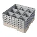 Cambro 9S800184 Camrack Glass Rack, Full Size, Beige, 9 Compartments, 19-3/4 x 19-3/4 x 10-1/2, 5-7/8 Max Dia, HACCP Compliant 1 image