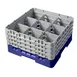 Cambro 9S800186 Camrack Glass Rack, Navy Blue, Full Size, 19-3/4 x 19-3/4, 9 Compartments, 5-7/8 Max Dia, 8-1/2 Max Height, HACCP Compliant 1 image